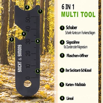 SNICHT & SIMONS Feuerstahl XXL | Mächtiger Feuerstein + Paracord Set + Karabiner | Extrem Starker Funkenflug bei jedem Wetter + Notfallpfeife | Outdoor Firestarter extrem langlebig - 3