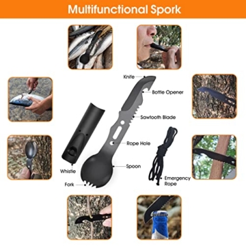 Survival Kit 13 in 1, Professionelles Notfall Survival Kit mit Klappmesser, Taschenlampe, Survival Ausrüstung für Outdoor Camping, Abenteuer, Wandern, Jagen, Angeln, Männer, Väter - 7