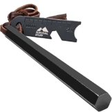 SURVIVAL STUFF Hexa 15,2 cm - XXL Feuerstarter - Hexagonale Form - Extrem Starker und heißer Funkenflug - Feuerstein für Bushcraft, Survival Outdoor - Mit Lederband und Funkenschaber - 1