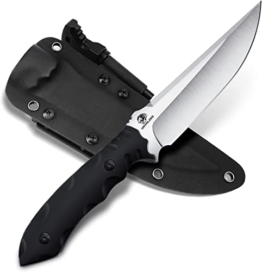 univinlions Survivalmesser Gürtelmesser mit Scheide und Feuerstahl D2 Stahl Campingmesser mit feststehender Klinge Full Tang K10 Griff Outdoor Messer zum Wandern Bushcraft BBQ - 1