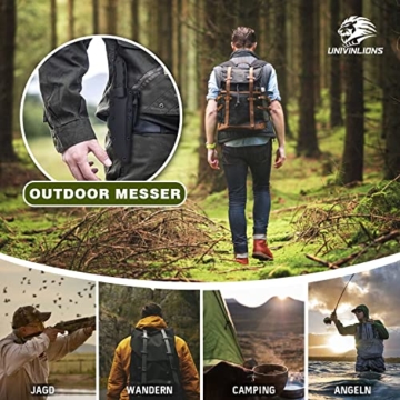 univinlions Survivalmesser Gürtelmesser mit Scheide und Feuerstahl D2 Stahl Campingmesser mit feststehender Klinge Full Tang K10 Griff Outdoor Messer zum Wandern Bushcraft BBQ - 4