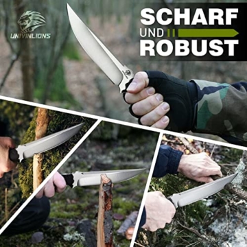 univinlions Survivalmesser Gürtelmesser mit Scheide und Feuerstahl D2 Stahl Campingmesser mit feststehender Klinge Full Tang K10 Griff Outdoor Messer zum Wandern Bushcraft BBQ - 5