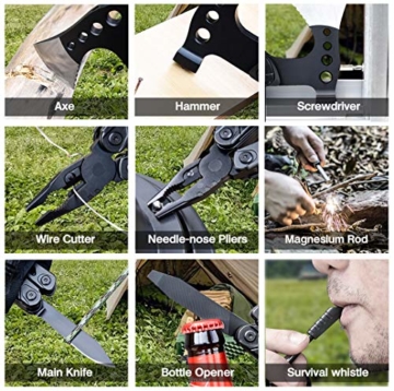 WayinTop Werkzeug Geschenke für Männer, Taschenwerkzeug Multi-Tool Hammer Axt mit Zange Klappmesser Schraubendrehe, Flaschenöffner, Multifunktionswerkzeug für Camping Notfall und Überleben im Freien - 5