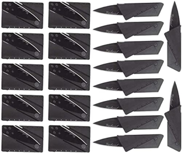 WholeFire 20 Pack Kreditkartenmesser, Kreditkartenformat Klappmesser Faltmesser, Outdoor Edelstahl Griff Taschenmesser Mini Überlebensmesser Schwarz - 1