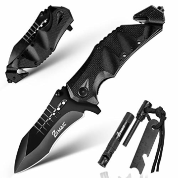 ZIMAIC Klappmesser| Feuerstahl, 3 in 1 Klappmesser| Taschenmesser| Multitool Messer und 5 in 1 Feuerstein, Fuer Freizeit, Camping, Wandern und Notfaelle (5 in 1 Feuerstein) - 1