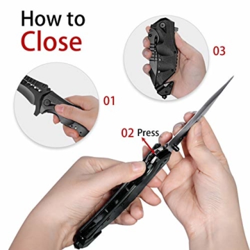 ZIMAIC Klappmesser| Feuerstahl, 3 in 1 Klappmesser| Taschenmesser| Multitool Messer und 5 in 1 Feuerstein, Fuer Freizeit, Camping, Wandern und Notfaelle (5 in 1 Feuerstein) - 5