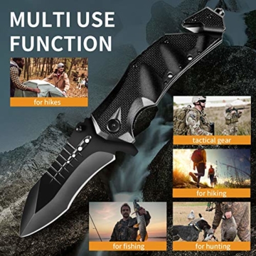 ZIMAIC Klappmesser| Feuerstahl, 3 in 1 Klappmesser| Taschenmesser| Multitool Messer und 5 in 1 Feuerstein, Fuer Freizeit, Camping, Wandern und Notfaelle (5 in 1 Feuerstein) - 6