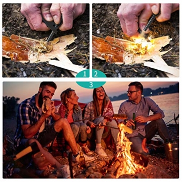 ZIMAIC Klappmesser| Feuerstahl, 3 in 1 Klappmesser| Taschenmesser| Multitool Messer und 5 in 1 Feuerstein, Fuer Freizeit, Camping, Wandern und Notfaelle (5 in 1 Feuerstein) - 7