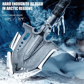 Zune Lotoo Klappspaten Survival Klappschaufel Tragbare Tactical Multifunctional Klappspaten Bundeswehr Origina für Survival Camping Outdoor(24,4 Zoll) - 9