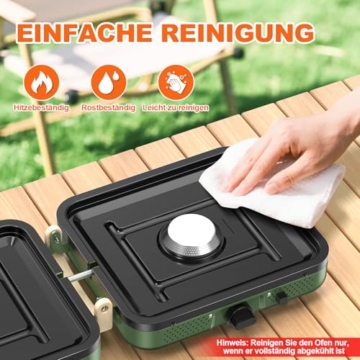 2-Flammig Campingkocher Gas Faltbar, Camping Gaskocher Herd mit Zünder & Tragetasche für Outdoor-Kochen, Campingplatz, Gartenparty, Grillabend, Picknick, Festival-Camping, Vanlife (ohne Grillplatte) - 7
