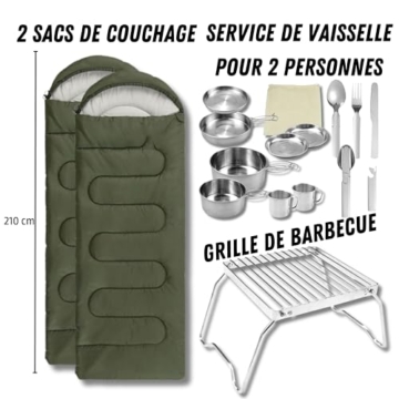 2 Personen Fluchtrucksack Survivalkit Notfall-Überlebensausrüstung, Set mit Taktischem Rucksack, Zelt, 2 x Schlafsack, Erste-Hilfe-Set, Camping-Kochgeschirr, Multifunktionswerkzeuge, Outdoorausrüstung - 6