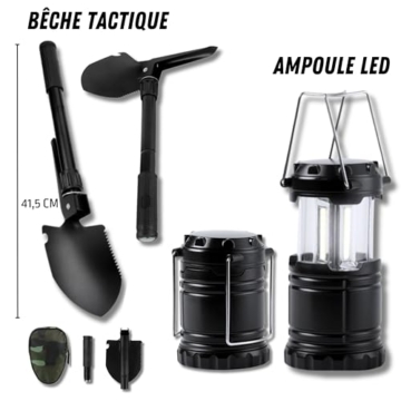 2 Personen Fluchtrucksack Survivalkit Notfall-Überlebensausrüstung, Set mit Taktischem Rucksack, Zelt, 2 x Schlafsack, Erste-Hilfe-Set, Camping-Kochgeschirr, Multifunktionswerkzeuge, Outdoorausrüstung - 9