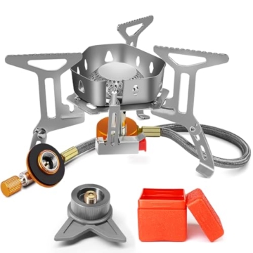 AUTOPkio Campingkocher 3500W, Winddicht Gas Campingkocher mit Piezozündung Faltbar Gaskocher Gasbrenner mit Adapter Gasherd für Outdoor Picknick Trekking Hiking Wandern - 1