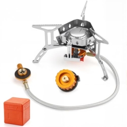 Awroutdoor Gas Campingkocher 3500W, Gaskocher Mit Piezozündung Winddicht, Camping Kocher Klein Tragbar Faltbar, Gasbrenner, Camping Gas Stove Mit Adapter Für Outdoor Picknick Trekking Wandern - 1