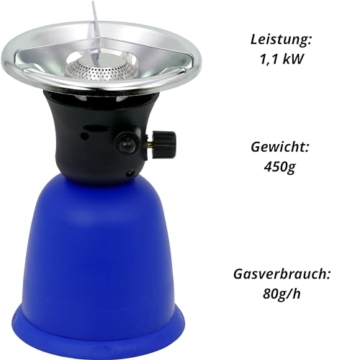 CAMPLORA Gaskocher mit 5 Gaskartuschen und Piezozündung für Stechgaskartuschen 190g EN417, Camping kocher gas, Campingkocher mit Gaskartusche 1 flammig mini gas stove, Gaskocher, Gasherd,stove - 2