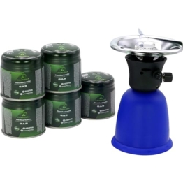 CAMPLORA Gaskocher mit 5 Gaskartuschen und Piezozündung für Stechgaskartuschen 190g EN417, Camping kocher gas, Campingkocher mit Gaskartusche 1 flammig mini gas stove, Gaskocher, Gasherd,stove - 1