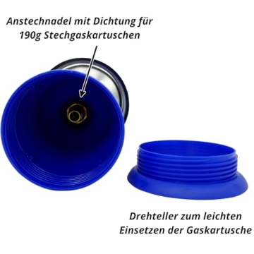 CAMPLORA Gaskocher mit 5 Gaskartuschen und Piezozündung für Stechgaskartuschen 190g EN417, Camping kocher gas, Campingkocher mit Gaskartusche 1 flammig mini gas stove, Gaskocher, Gasherd,stove - 5