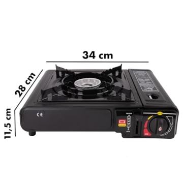 CampSup Campingkocher 2in1 Gas – Tragbarer Gaskocher mit Piezozündung, 2500 W Leistung, für Kartusche & Gasflasche, inkl. Tragekoffer & Windschutz – Outdoor, Camping, Angeln, Trekking - 3
