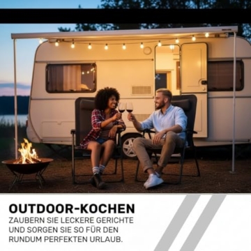 Fabona Gaskocher mit 4 Kartuschen - Campingkocher 2,2 kW mit Piezozündung - Camping Gaskocher mit Transportkoffer - Kartuschenkocher - Gas Kocher für Camping, Outdoor, Stromausfall - 5