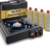 Fabona Gaskocher mit 4 Kartuschen - Campingkocher 2,2 kW mit Piezozündung - Camping Gaskocher mit Transportkoffer - Kartuschenkocher - Gas Kocher für Camping, Outdoor, Stromausfall - 1