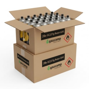 Gazcamp GC227 Gaskartusche, Gaskartuschen, Butan, MSF-1a Bajonett Ventil, 227g, Gaskocher, Campingkocher, Unkrautbrenner, Universaldruckgasdose, Camping, BBQ, Heimwerken, DIY (28 Kartuschen) - 3