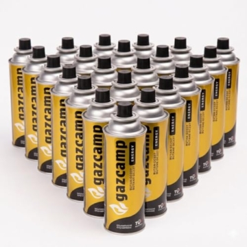 Gazcamp GC227 Gaskartusche, Gaskartuschen, Butan, MSF-1a Bajonett Ventil, 227g, Gaskocher, Campingkocher, Unkrautbrenner, Universaldruckgasdose, Camping, BBQ, Heimwerken, DIY (28 Kartuschen) - 1