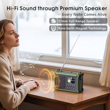 Kurbelradio DAB/DAB+/UKW mit 12000mAh Akku, Notfallradio mit 8500mm² Solarpanel, Handkurbel Blackout Notfallausrüstung, Digital Radio mit Bluetooth 5.0, Taschenlampe & Leselicht für Outdoor, Camping - 3