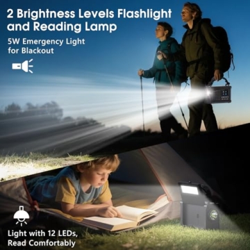 Kurbelradio DAB/UKW, Tragbare Solar Notfallradio mit 12000mAh Wiederaufladbare Powerbank, 2,4 