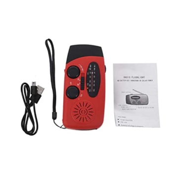 Kurbelradio mit Solar und LED Taschenlampe, Handkurbel Dynamo Notfallradio Batterie Power 2000MAH NI MH Weltempfänger für Camping und Outdoor - 9