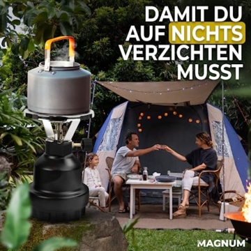 Magnum® Campingkocher inkl. 4 Gaskartuschen [Testnote: Sehr gut] Gaskocher schwarz - Camping Gaskocher stufenlos regulierbar - Gaskocher Camping (4 Kartuschen) - 5