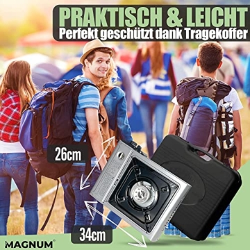 MAGNUM® Gaskocher inkl. 4x Gaskartuschen - Campingkocher mit Gaskartuschen – Gaskocher Camping - 4