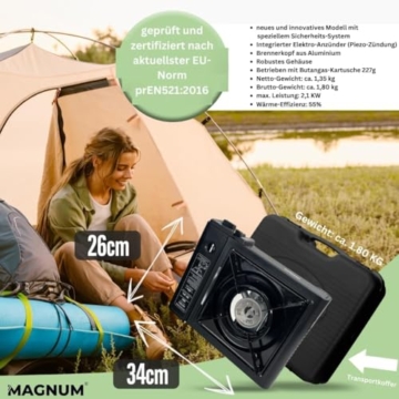 MAGNUM® Gaskocher inkl. 4x Gaskartuschen - Campingkocher mit Gaskartuschen – Gaskocher Camping - 7