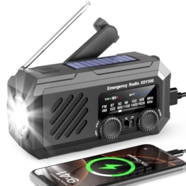 MILFECH Notfall Radio, 2000mAh AM/FM Solar Radio Kurbelradio, mit LED-Taschenlampe, SOS-Alarm, Dynamo Wetter Notfallradio Klein Taschenradio Für Outdoor Camping & Krisenvorsorge (Schwarz) - 1