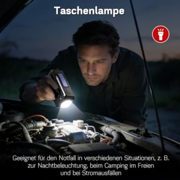 MILFECH Notfall Radio, 2000mAh AM/FM Solar Radio Kurbelradio, mit LED-Taschenlampe, SOS-Alarm, Dynamo Wetter Notfallradio Klein Taschenradio Für Outdoor Camping & Krisenvorsorge (Schwarz) - 6