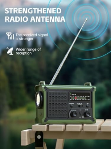 MINORZ 12000mAh Kurbelradio, Tragbares Notfallradio mit Große Solarplane, HiFi Klangqualit, AM/FM, SOS, Taschenlampe & Leselampe, IPX6 Wasserdicht, Ideal für Outdoor Camping Notfall - 2