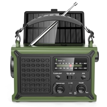 MINORZ 12000mAh Kurbelradio, Tragbares Notfallradio mit Große Solarplane, HiFi Klangqualit, AM/FM, SOS, Taschenlampe & Leselampe, IPX6 Wasserdicht, Ideal für Outdoor Camping Notfall - 1