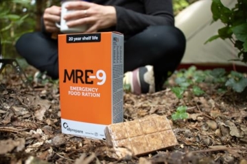 MRE-9 Notration 7 Tage - 16.800 KCAL - Notfallnahrung - Butterkeks Geschmack - 20 Jahre Haltbarkeitsdauer - Vegan & Laktosefrei - 5
