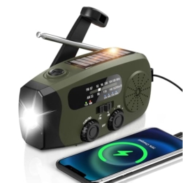 Notfall Kurbel Radio, 2000mAh/7400mWh Akku Kurbelradio Solar Batterie Power Bank USB AM/FM Radio mit SOS-Alarm Taschenlampe, 3-Wege-Laden Notfallradio, Innen Außen Camping Klein Taschenradio - 1