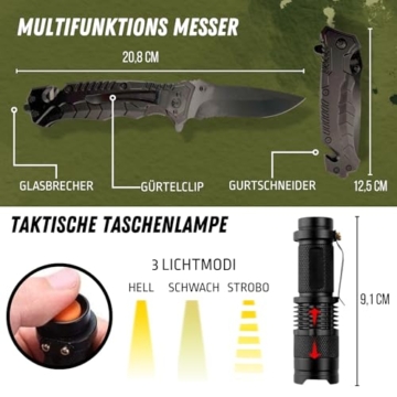 Notfallrucksack für Krisenvorsorge - Komplettes Survival Set mit Werkzeug, Feuerstarter, Erste-Hilfe-Set, Not Zelt UVM. - Ideal für Blackout, Flucht, Camping und Outdoor-Abenteuer Geschenk für Männer - 3