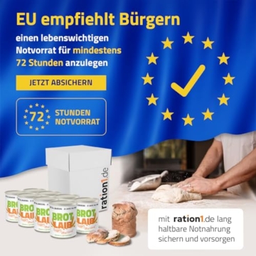 ration1 Dosenbrot Roggen-Mischbrot 8 x 350g, abgepacktes Brot in der Dose 10 Jahre haltbar, vegan & laktosefrei, einfach öffnen & genießen, ideal als Camping Essen, für Festival, Outdoor, Survival Kit - 3