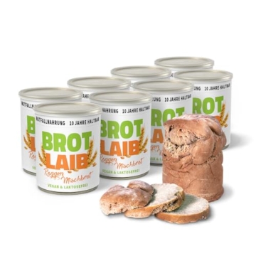 ration1 Dosenbrot Roggen-Mischbrot 8 x 350g, abgepacktes Brot in der Dose 10 Jahre haltbar, vegan & laktosefrei, einfach öffnen & genießen, ideal als Camping Essen, für Festival, Outdoor, Survival Kit - 1