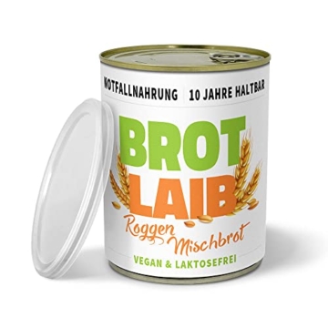 ration1 Dosenbrot Roggen-Mischbrot 8 x 350g, abgepacktes Brot in der Dose 10 Jahre haltbar, vegan & laktosefrei, einfach öffnen & genießen, ideal als Camping Essen, für Festival, Outdoor, Survival Kit - 8