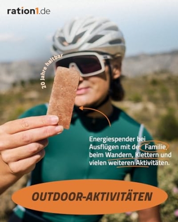 ration1, POW-R1 High Energy Bar, 250g Pack, 4 einzeln verpackte Riegel, Vegan, Laktosefrei, 20 Jahre haltbar, Outdoor Snack, Notnahrung, Energie Booster für Wandern, Radfahren - 4