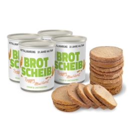 ration1 Roggen-Mischbrot 4 x 350g, Dosenbrot 10 Jahre haltbar, abgepacktes Brot in der Dose, vegan & laktosefrei, Notfall Ausrüstung, Notfallnahrung lange haltbar, Outdoor Nahrung, Camping Zubehör - 1
