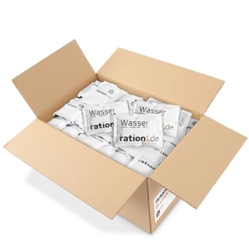 ration1 Trinkwasser Vorrat 5 L (20 x 250 ml) – 10 Jahre haltbar – Notfallwasser für Krisenvorsorge, Camping & Outdoor – einzeln verpackt, geschmacksneutral, sofort trinkfertig - 1