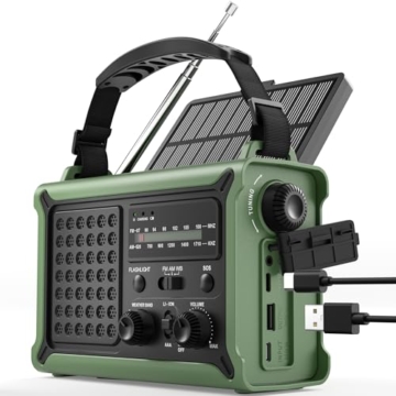 ROCAM Kurbelradio,12000mAh Notfallradio mit 8500mm² Solarpanel & 650mA Kurbel, Tragbar Solar Weltempfänger Radio mit AM/FM Empfang, LED Taschenlampe & Leselicht,USB, SOS für Camping, Notfälle&Blackout - 1