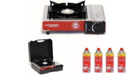 ROTHENBERGER Industrial Campingkocher PREMIUM inkl. 4 Gaskartuschen | inkl. Tragekoffer | 1-flammig Gaskocher Camping Gas Kocher Kartusche | für Töpfe 12-26 cm - 1