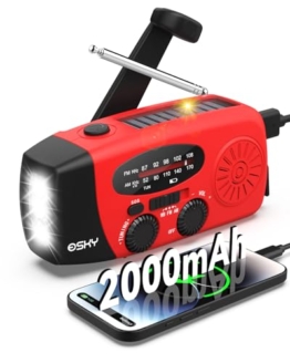 Solar Radio, Esky Kurbelradio AM/FM Wasserdicht Tragbare Radios SOS Alarm Notfallradio mit Power Bank LED Taschenlampe 260g Ultra Tragbares Notfallradio für Notfall Wandern Ourdoor - 1