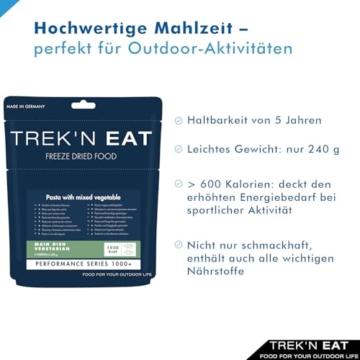 Trek’N Eat Nudeln mit buntem Gemüse PS1000+ Deine hochkalorische Outdoor-Mahlzeit (1000+ kcal) für Trekking, Expedition & Notvorrat - 4