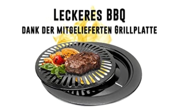 TruWare Gaskocher Set mit 8 Gaskartuschen, Grillplatte & Herdkreuz – Campingkocher mit 2,3 kW Leistung & Transportkoffer (edelstahl) - 6